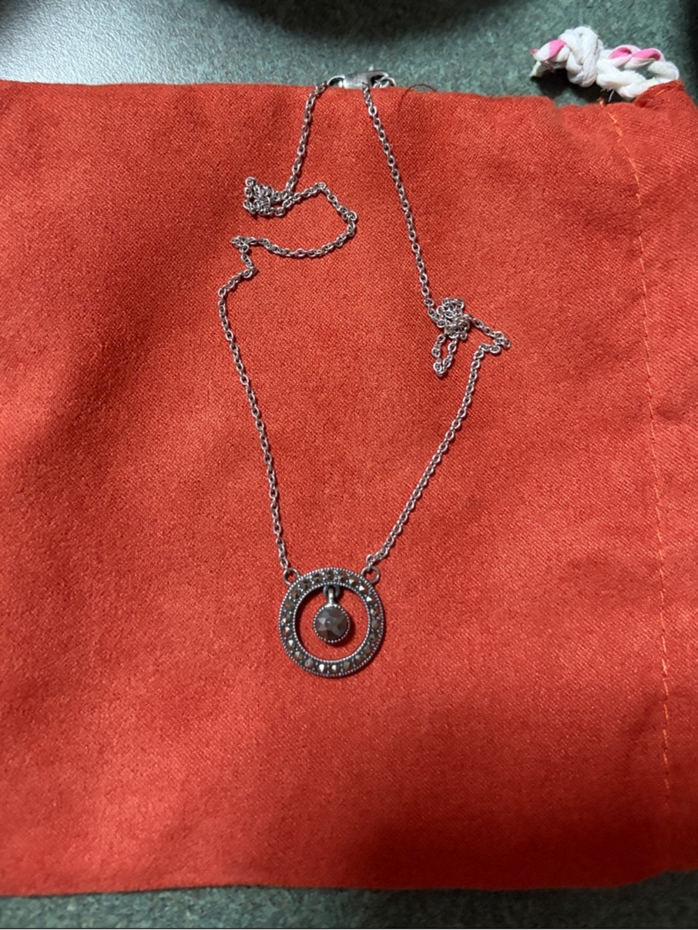 Judith Jack Sterling Silver Marcasite Circle Pendant Necklace - 16”